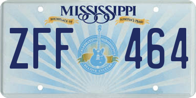 MS license plate ZFF464