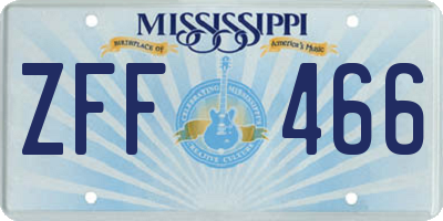 MS license plate ZFF466