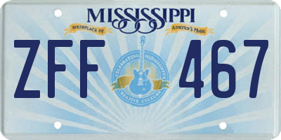 MS license plate ZFF467