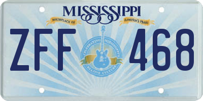 MS license plate ZFF468