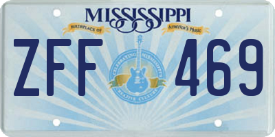 MS license plate ZFF469