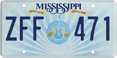 MS license plate ZFF471