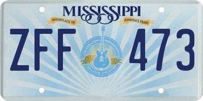 MS license plate ZFF473