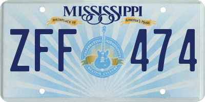 MS license plate ZFF474