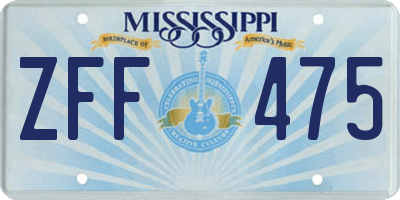 MS license plate ZFF475