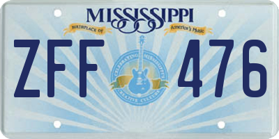 MS license plate ZFF476