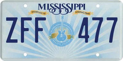 MS license plate ZFF477