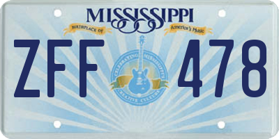 MS license plate ZFF478