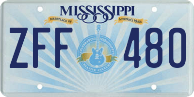 MS license plate ZFF480