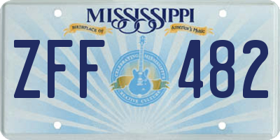 MS license plate ZFF482