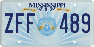 MS license plate ZFF489
