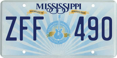 MS license plate ZFF490