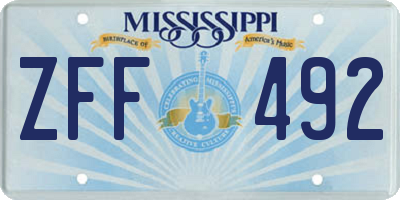 MS license plate ZFF492