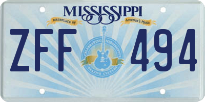 MS license plate ZFF494