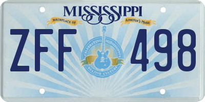 MS license plate ZFF498