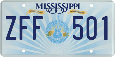MS license plate ZFF501