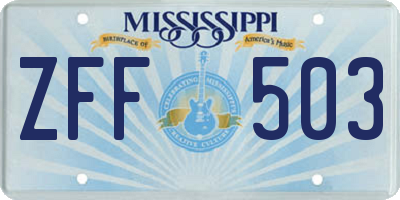 MS license plate ZFF503