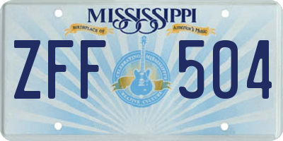 MS license plate ZFF504