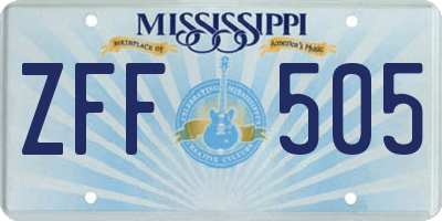 MS license plate ZFF505