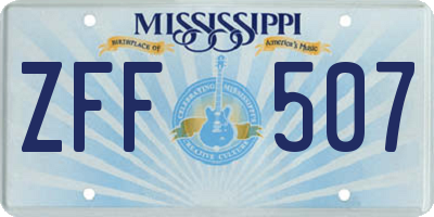 MS license plate ZFF507
