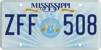 MS license plate ZFF508