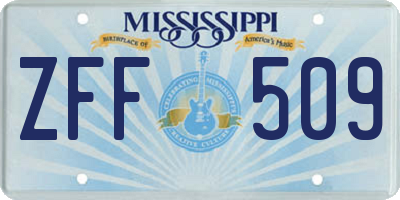 MS license plate ZFF509