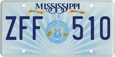 MS license plate ZFF510
