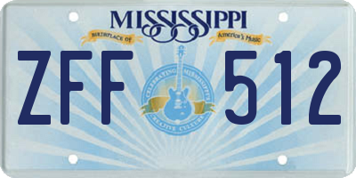 MS license plate ZFF512
