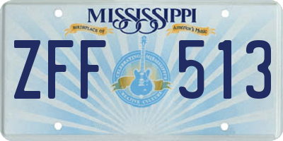 MS license plate ZFF513