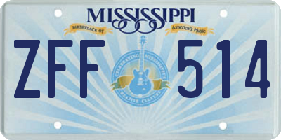 MS license plate ZFF514