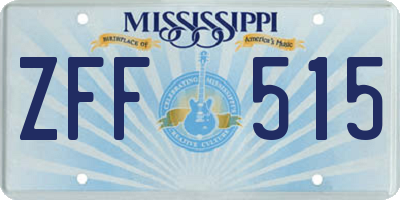 MS license plate ZFF515