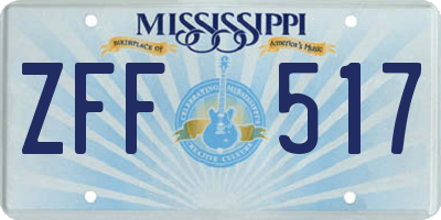 MS license plate ZFF517