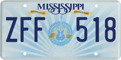 MS license plate ZFF518