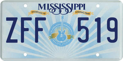 MS license plate ZFF519