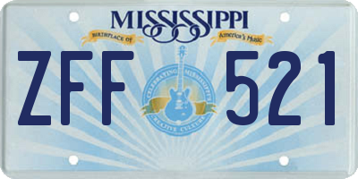 MS license plate ZFF521