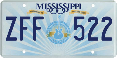 MS license plate ZFF522