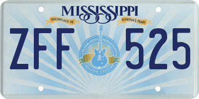 MS license plate ZFF525