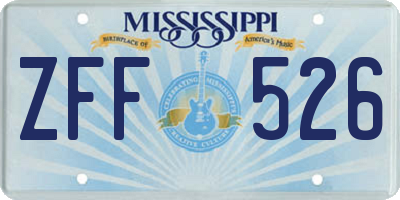 MS license plate ZFF526