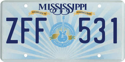 MS license plate ZFF531