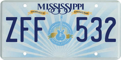 MS license plate ZFF532