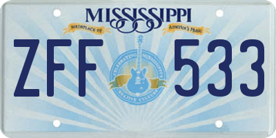MS license plate ZFF533