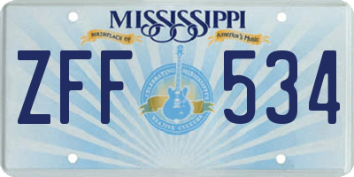 MS license plate ZFF534