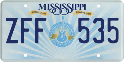 MS license plate ZFF535