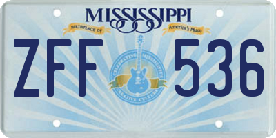 MS license plate ZFF536