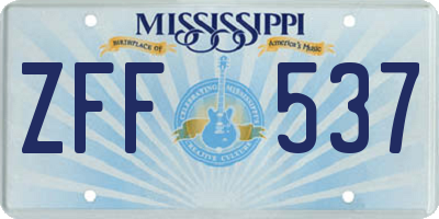 MS license plate ZFF537