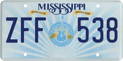 MS license plate ZFF538
