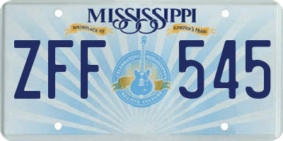 MS license plate ZFF545