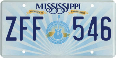 MS license plate ZFF546