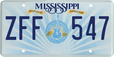 MS license plate ZFF547