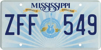 MS license plate ZFF549